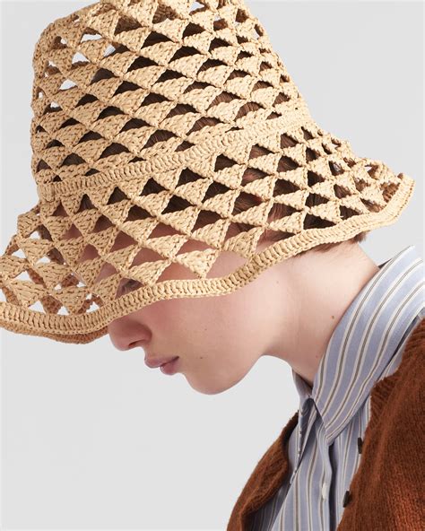 tan prada hat|Tan/black Crochet Hat .